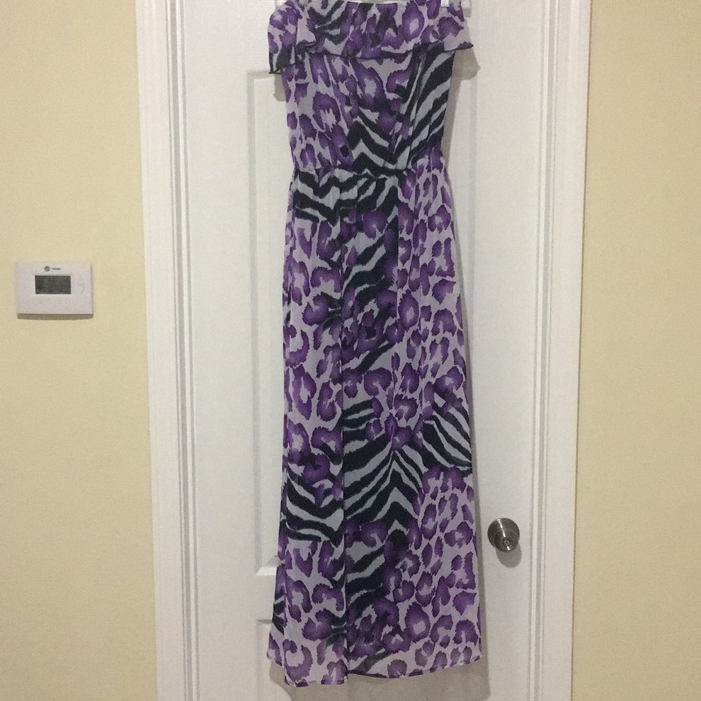 Strapless animal print dress